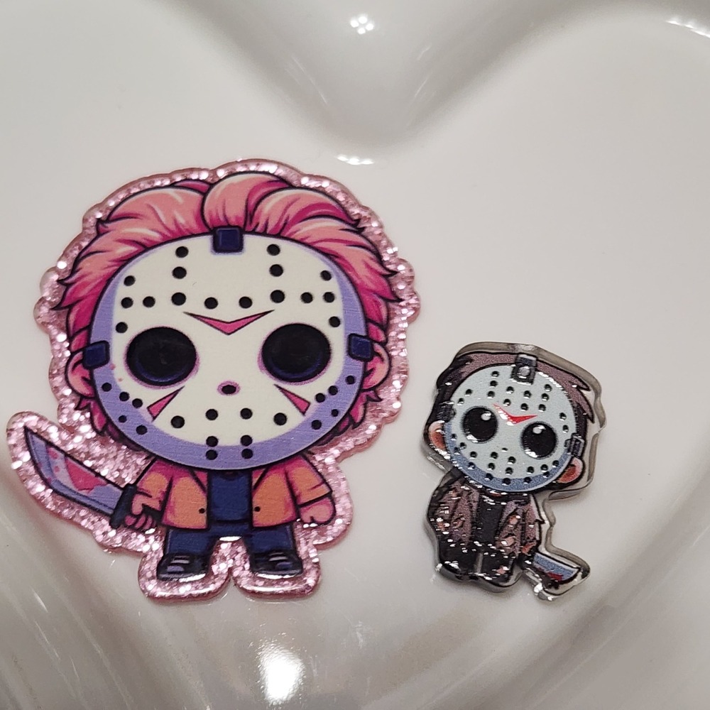 Horror Mask Flatback Focal Bead Keychain Jewelry Making Crafts Badge Jas